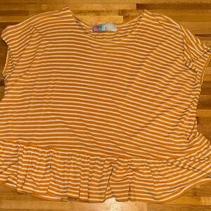 FP Beach Yellow and White Peplum Top